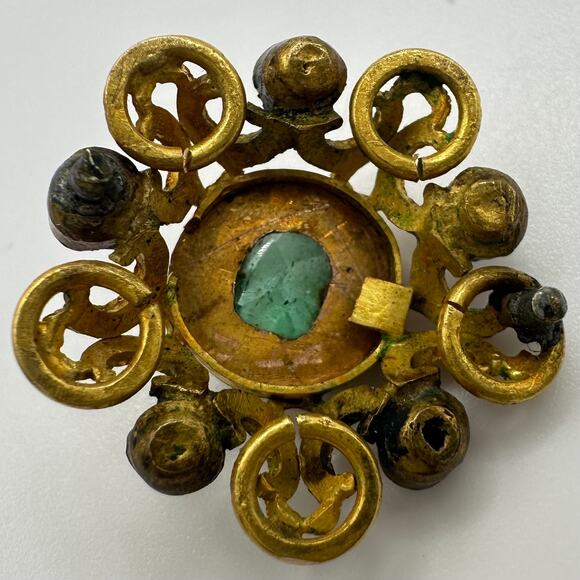 Antique Iberian 17th-18th century 22kt solid gold diamonds emerald finding 2.14g - Picture 12 of 13